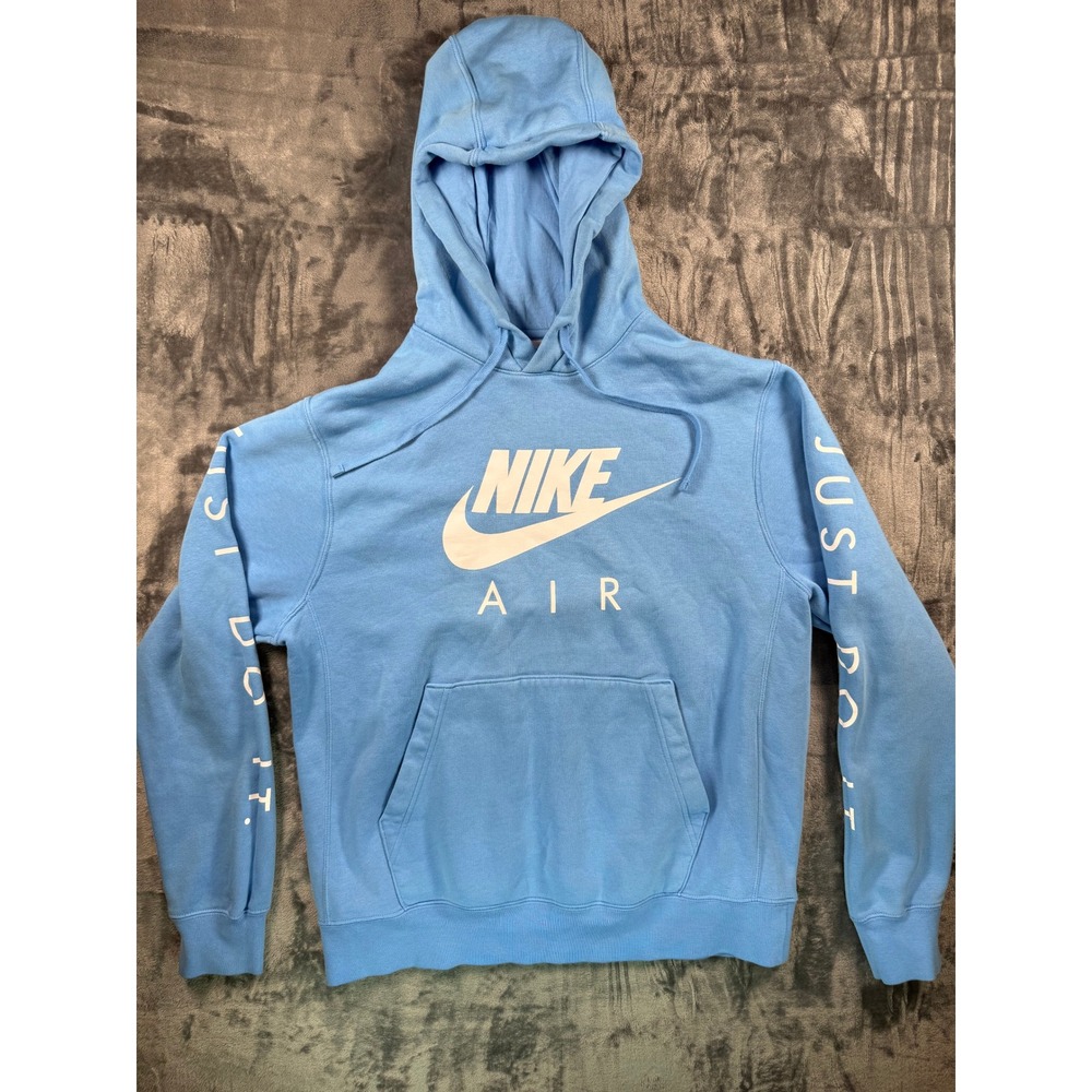 Nike Hoodie Mens L Blue Nike Air Just Do It Graphic Pullover Sweatshirt